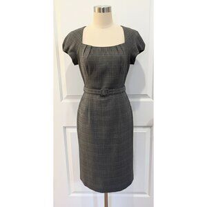 NWOT Vintage Banana Republic Gray Glen Plaid Wool Sheath Dress, Size 4P
